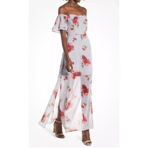 Row A Midi Summer Dress Sz. M Long Floral Cap Sleeve Boho Wedding Party